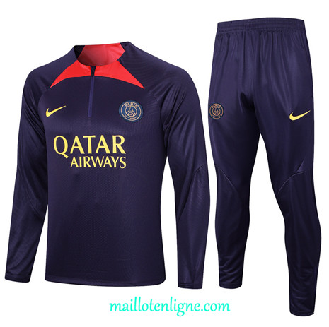 Thai Maillot Ensemble Paris Paris Saint-Germain Survetement Enfant Violet 2023 2024 ligne m3641