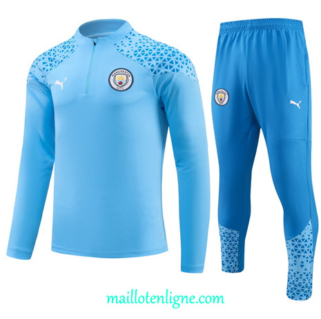 Thai Maillot Ensemble Manchester City Survetement Enfant Bleu 2023 2024 ligne m3652