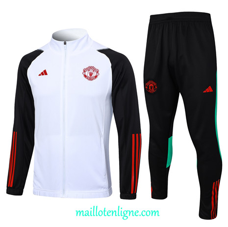 Thai Maillot Ensemble Manchester United Veste Survetement Enfant Blanc 2023 2024 ligne m3654