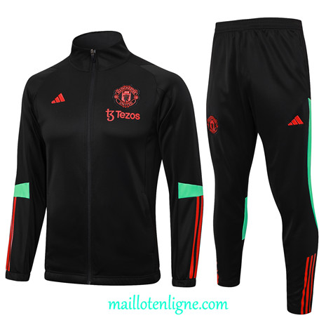 Thai Maillot Ensemble Manchester United Veste Survetement Enfant Noir 2023 2024 ligne m3655