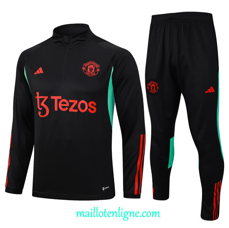 Thai Maillot Ensemble Manchester United Survetement Enfant Noir 2023 2024 ligne m3657