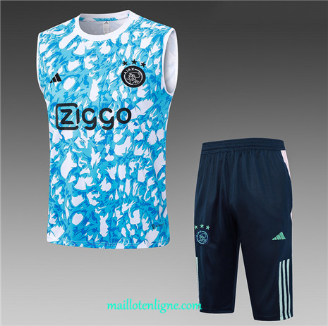 Thai Maillot Ensemble Ajax Debardeur Training Bleu Ciel 2023 2024 ligne m3664