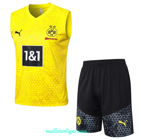 Thai Maillot Ensemble Borussia Dortmund Debardeur Training Jaune 2023 2024 ligne m3677