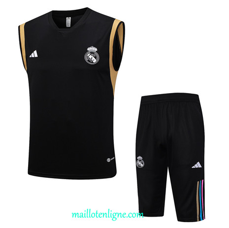 Thai Maillot Ensemble Real Madrid Debardeur Training Noir 2023 2024 ligne m3700