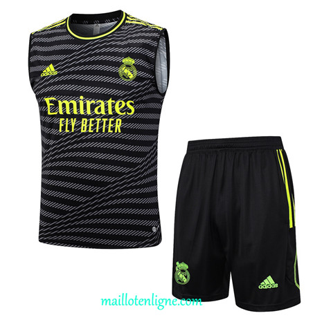 Thai Maillot Ensemble Real Madrid Debardeur Training Noir 2023 2024 ligne m3701