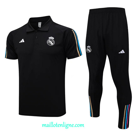 Thai Maillot Ensemble Real Madrid polo Training Noir 2023 2024 ligne m3704