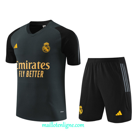 Thai Maillot Ensemble Real Madrid Enfant Training Gris Foncé 2023 2024 ligne m3705