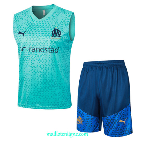 Thai Maillot Ensemble Marseille Debardeur Training Bleu 2023 2024 ligne m3709