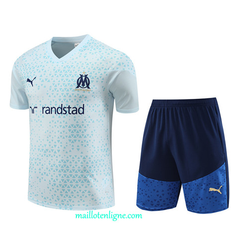 Thai Maillot Ensemble Marseille Training Bleu Ciel 2023 2024 ligne m3714