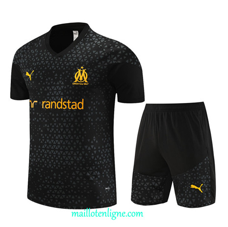 Thai Maillot Ensemble Marseille Enfant Training Noir 2023 2024 ligne m3717