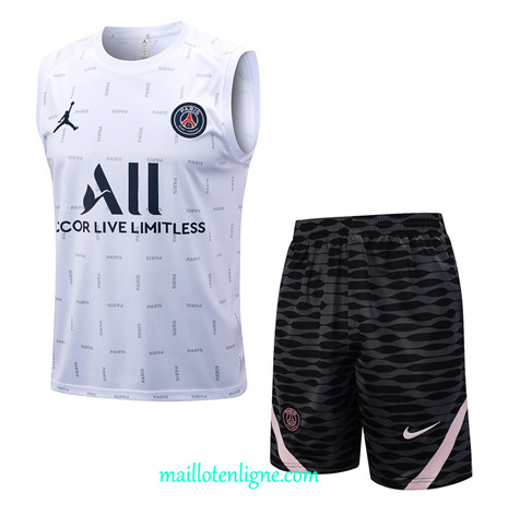 Thai Maillot Ensemble Paris Paris Saint-Germain Debardeur Training Blanc 2023 2024 ligne m3722