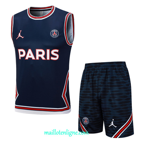 Thai Maillot Ensemble Paris Paris Saint-Germain Debardeur Training Bleu marine 2023 2024 ligne m3723