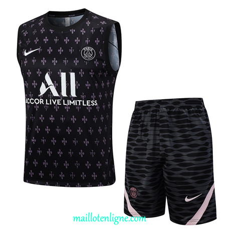 Thai Maillot Ensemble Paris Paris Saint-Germain Debardeur Training Noir 2023 2024 ligne m3725