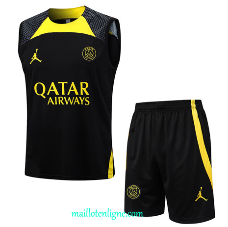 Thai Maillot Ensemble Paris Paris Saint-Germain Debardeur Training Noir 2023 2024 ligne m3726