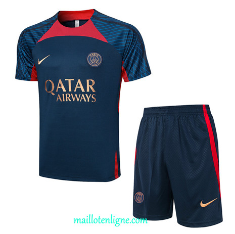 Thai Maillot Ensemble Paris Paris Saint-Germain Training Bleu marine 2023 2024 ligne m3732