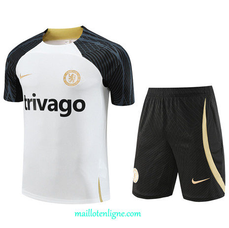 Thai Maillot Ensemble Chelsea Training Blanc 2023 2024 ligne m3754