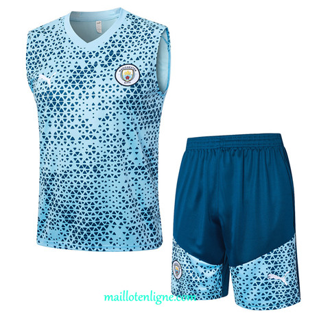 Thai Maillot Ensemble Manchester City Debardeur Training Bleu Ciel 2023 2024 ligne m3761