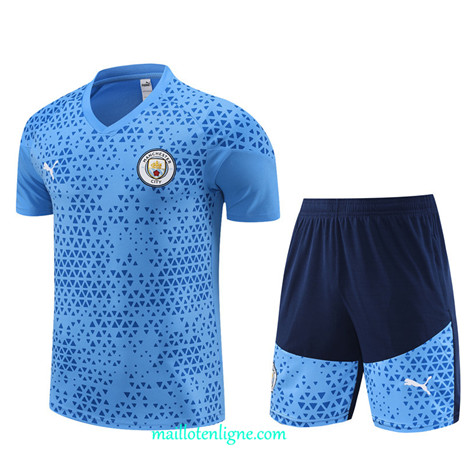 Thai Maillot Ensemble Manchester City Enfant Training Bleu Ciel 2023 2024 ligne m3764