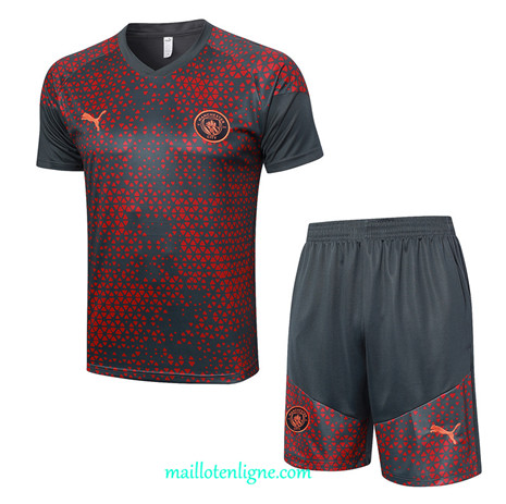 Thai Maillot Ensemble Manchester City Training Rouge 2023 2024 ligne m3768