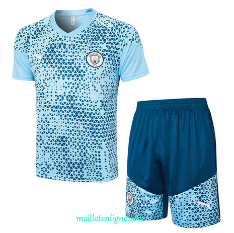 Thai Maillot Ensemble Manchester City Training Bleu Ciel 2023 2024 ligne m3769