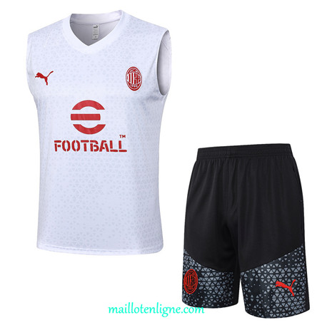 Thai Maillot Ensemble AC Milan Debardeur Training Blanc 2023 2024 ligne m3770