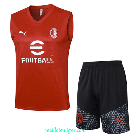 Thai Maillot Ensemble AC Milan Debardeur Training Rouge 2023 2024 ligne m3771