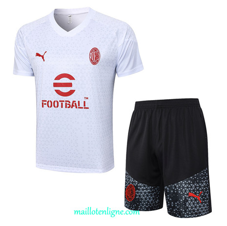 Thai Maillot Ensemble AC Milan Training Blanc 2023 2024 ligne m3776