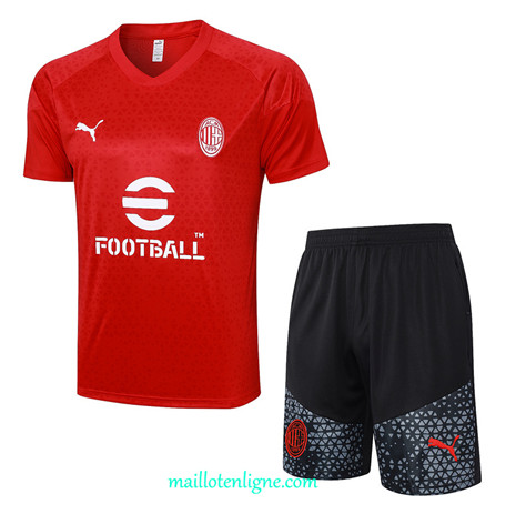 Thai Maillot Ensemble AC Milan Training Rouge 2023 2024 ligne m3777