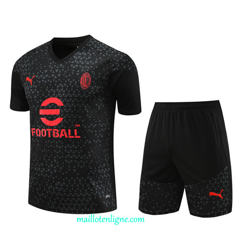 Thai Maillot Ensemble AC Milan Enfant Training Noir 2023 2024 ligne m3778