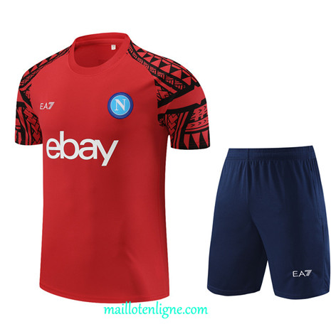 Thai Maillot Ensemble Naples Training Rouge 2023 2024 ligne m3794