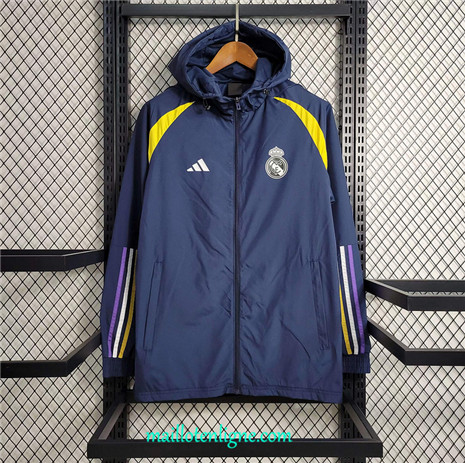 Thai Maillot Coupe vent Real Madrid Bleu 2023 2024 ligne m3821