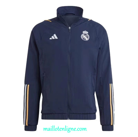 Thai Maillot Coupe vent Real Madrid Bleu Foncé 2023 2024 ligne m3826