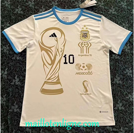 Thai Maillot Argentine Maillot 3 étoiles Blanc Especial 2022 2023 maillotenligne 0217