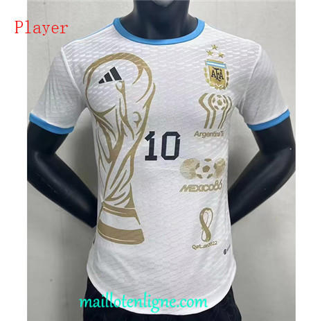 Thai Maillot Player Argentine 3 étoiles Especial Blanc 2022 2023 maillotenligne 0222