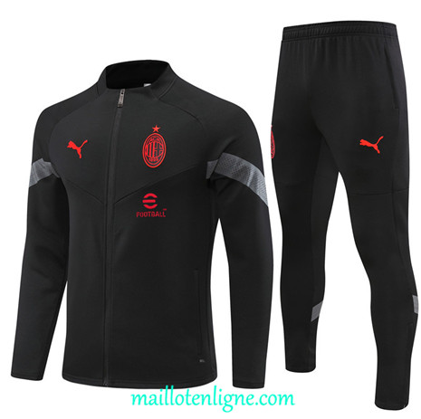 Thai Maillot Ensemble AC Milan Veste Survetement Noir 2022/2023 ligne2153