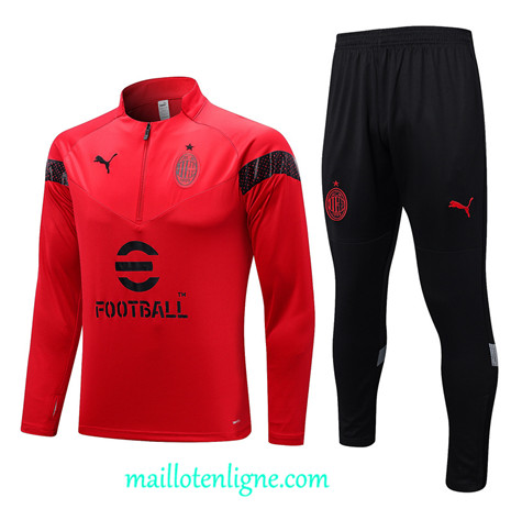 Thai Maillot Ensemble AC Milan Survetement rouge 2022 2023 maillotenligne 0530