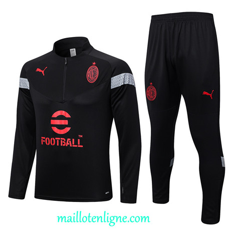 Thai Maillot Ensemble AC Milan Survetement noir 2022 2023 maillotenligne 0531