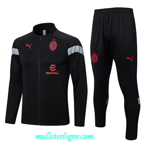 Thai Maillot Ensemble AC Milan Veste Survetement noir 2022 2023 maillotenligne 0532