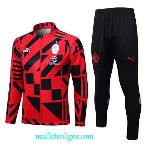 Thai Maillot Ensemble AC Milan Veste Survetement rouge 2022 2023 maillotenligne 0534