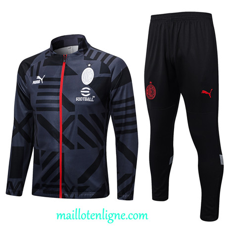 Thai Maillot Ensemble AC Milan Veste Survetement gris 2022 2023 maillotenligne 0535