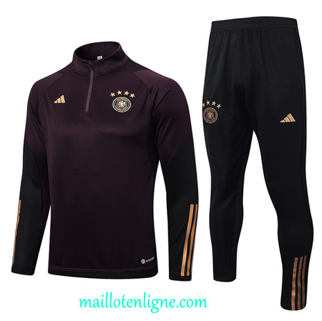 Thai Maillot Ensemble Allemagne Survetement noir 2022 2023 maillotenligne 0405