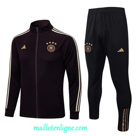 Thai Maillot Ensemble Allemagne Veste Survetement noir 2022 2023 maillotenligne 0414