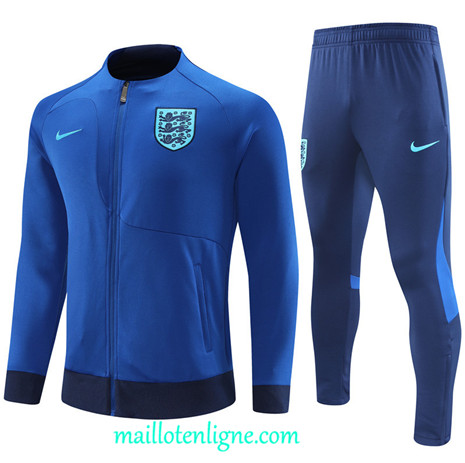 Thai Maillot Ensemble Angleterre Veste Survetement Bleu 2022 2023 maillotenligne 0415
