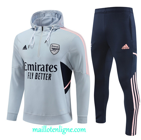 Thai Maillot Ensemble Arsenal Survetement à capuche gris 2022 2023 maillotenligne 0470