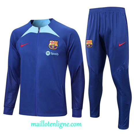 Thai Maillot Ensemble Barcelone Veste Survetement Bleu 2022 2023 maillotenligne 0370