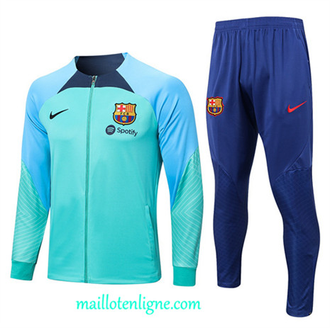 Thai Maillot Ensemble Barcelone Veste Survetement Bleu 2022 2023 maillotenligne 0372