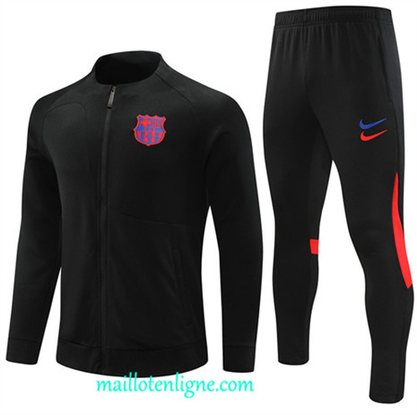 Thai Maillot Ensemble Barcelone Veste Survetement noir 2022 2023 maillotenligne 0373