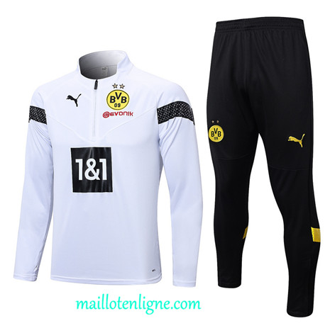 Thai Maillot Ensemble Borussia Dortmund Survetement Blanc 2022 2023 maillotenligne 0355