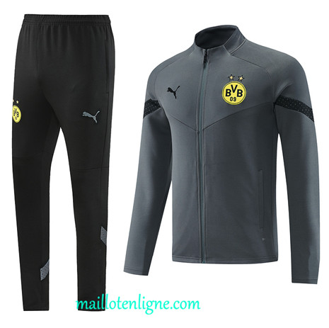 Thai Maillot Ensemble Borussia Dortmund Veste Survetement gris 2022 2023 maillotenligne 0357