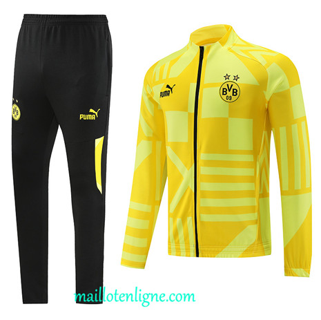 Thai Maillot Ensemble Borussia Dortmund Veste Survetement jaune 2022 2023 maillotenligne 0358